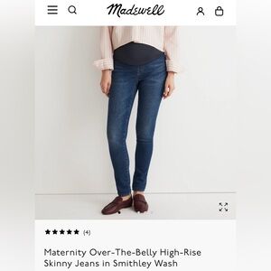 NWT Madewell Maternity Over-The-Belly High-Rise Skinny Jeans Sz 23